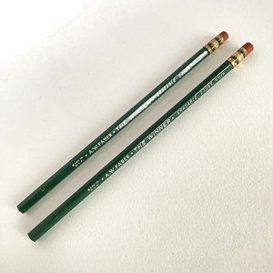 Vintage A.W Faber THE WINNER 2308T Green Erasable Pair Color Pencils USA Made